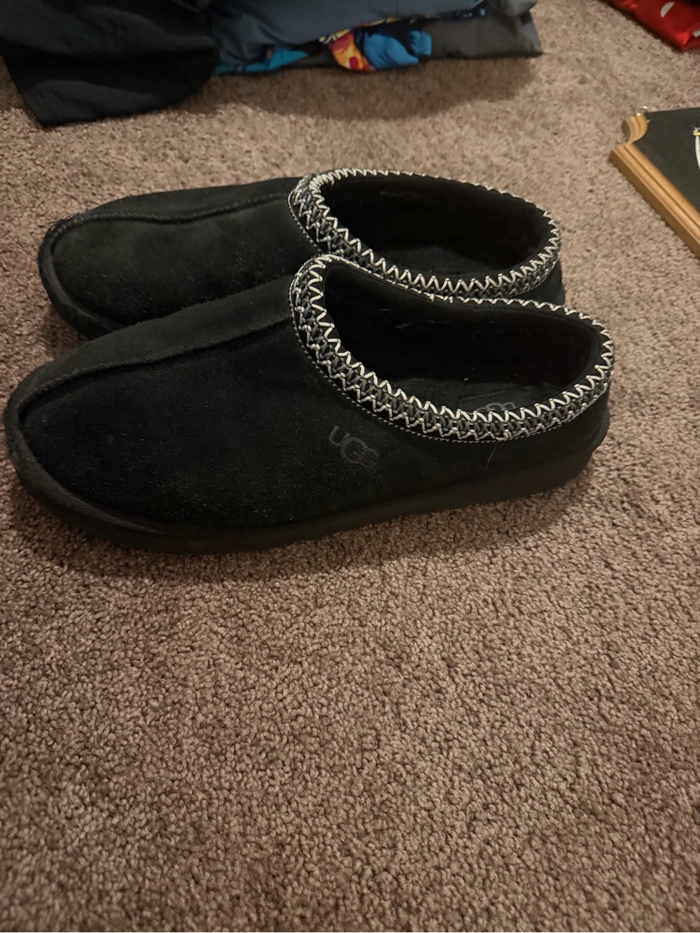 UGG Men's Black Suede Slip-On Moccasin with Contrast Stitching size 11